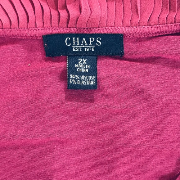 Chaps Ruffled V-Neck Top Womens 2X Plum Long Sleeve Blouse‎ Elegant Party Fairy - Picture 6 of 8